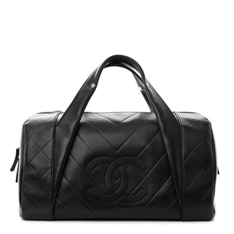 all black chevron chanel|CHANEL Lambskin CC Chevron All Day Long Boston Black.